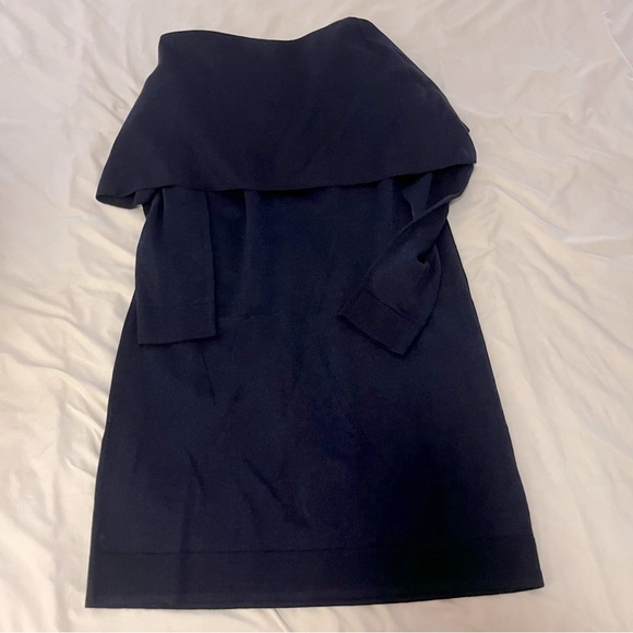 New COS Sweater Cape Dress Size Medium $135 Navy Lurex - Picture 2 of 8